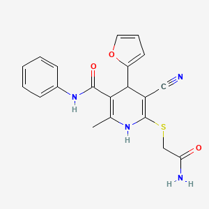 molecular formula C20H18N4O3S B5141590 6-[(2-amino-2-oxoethyl)thio]-5-cyano-4-(2-furyl)-2-methyl-N-phenyl-1,4-dihydro-3-pyridinecarboxamide 