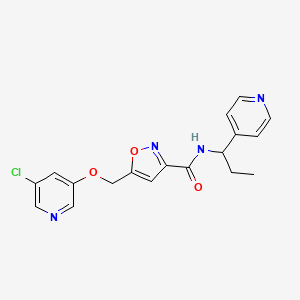 molecular formula C18H17ClN4O3 B5141603 5-{[(5-chloro-3-pyridinyl)oxy]methyl}-N-[1-(4-pyridinyl)propyl]-3-isoxazolecarboxamide 