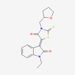 1-ethyl-3-[4-oxo-3-(tetrahydro-2-furanylmethyl)-2-thioxo-1,3-thiazolidin-5-ylidene]-1,3-dihydro-2H-indol-2-one