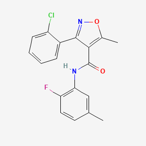 molecular formula C18H14ClFN2O2 B5141688 3-(2-chlorophenyl)-N-(2-fluoro-5-methylphenyl)-5-methyl-4-isoxazolecarboxamide 