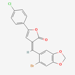 molecular formula C18H10BrClO4 B5141728 3-[(6-bromo-1,3-benzodioxol-5-yl)methylene]-5-(4-chlorophenyl)-2(3H)-furanone 