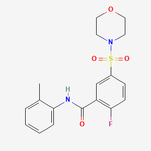 molecular formula C18H19FN2O4S B5141764 2-fluoro-N-(2-methylphenyl)-5-(4-morpholinylsulfonyl)benzamide 