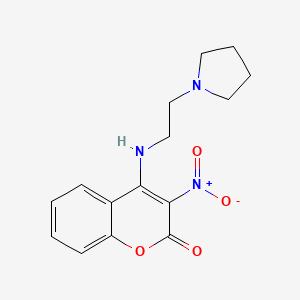molecular formula C15H17N3O4 B5141817 3-nitro-4-{[2-(1-pyrrolidinyl)ethyl]amino}-2H-chromen-2-one 
