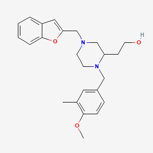 molecular formula C24H30N2O3 B5141842 2-[4-(1-benzofuran-2-ylmethyl)-1-(4-methoxy-3-methylbenzyl)-2-piperazinyl]ethanol 