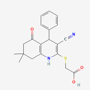 molecular formula C20H20N2O3S B5141965 [(3-cyano-7,7-dimethyl-5-oxo-4-phenyl-1,4,5,6,7,8-hexahydro-2-quinolinyl)thio]acetic acid 
