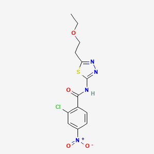 molecular formula C13H13ClN4O4S B5141983 2-chloro-N-[5-(2-ethoxyethyl)-1,3,4-thiadiazol-2-yl]-4-nitrobenzamide 