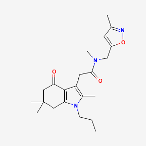 molecular formula C22H31N3O3 B5142027 N-methyl-N-[(3-methyl-5-isoxazolyl)methyl]-2-(2,6,6-trimethyl-4-oxo-1-propyl-4,5,6,7-tetrahydro-1H-indol-3-yl)acetamide 