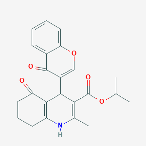 molecular formula C23H23NO5 B5142047 isopropyl 2-methyl-5-oxo-4-(4-oxo-4H-chromen-3-yl)-1,4,5,6,7,8-hexahydro-3-quinolinecarboxylate 