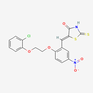 molecular formula C18H13ClN2O5S2 B5142055 5-{2-[2-(2-chlorophenoxy)ethoxy]-5-nitrobenzylidene}-2-thioxo-1,3-thiazolidin-4-one 