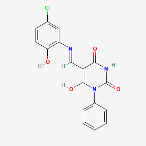 molecular formula C17H12ClN3O4 B5142058 5-{[(5-chloro-2-hydroxyphenyl)amino]methylene}-1-phenyl-2,4,6(1H,3H,5H)-pyrimidinetrione 