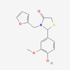 molecular formula C15H15NO4S B5142130 3-(2-furylmethyl)-2-(4-hydroxy-3-methoxyphenyl)-1,3-thiazolidin-4-one 