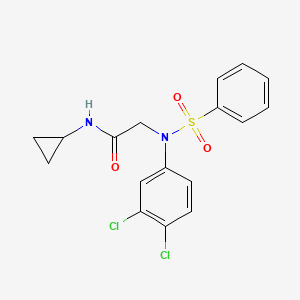 molecular formula C17H16Cl2N2O3S B5142174 N~1~-cyclopropyl-N~2~-(3,4-dichlorophenyl)-N~2~-(phenylsulfonyl)glycinamide 