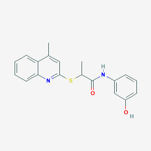 molecular formula C19H18N2O2S B5142201 N-(3-hydroxyphenyl)-2-[(4-methyl-2-quinolinyl)thio]propanamide 