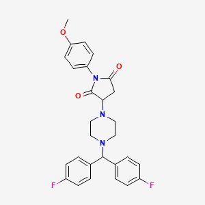 molecular formula C28H27F2N3O3 B5142211 3-{4-[bis(4-fluorophenyl)methyl]-1-piperazinyl}-1-(4-methoxyphenyl)-2,5-pyrrolidinedione 