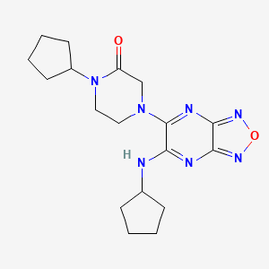 molecular formula C18H25N7O2 B5142214 1-cyclopentyl-4-[6-(cyclopentylamino)[1,2,5]oxadiazolo[3,4-b]pyrazin-5-yl]-2-piperazinone 