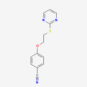 molecular formula C13H11N3OS B5142220 4-[2-(2-pyrimidinylthio)ethoxy]benzonitrile 