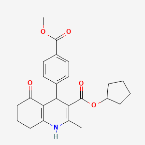 molecular formula C24H27NO5 B5142231 cyclopentyl 4-[4-(methoxycarbonyl)phenyl]-2-methyl-5-oxo-1,4,5,6,7,8-hexahydro-3-quinolinecarboxylate 