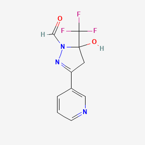 molecular formula C10H8F3N3O2 B5142237 5-hydroxy-3-(3-pyridinyl)-5-(trifluoromethyl)-4,5-dihydro-1H-pyrazole-1-carbaldehyde 