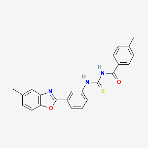 molecular formula C23H19N3O2S B5142246 4-methyl-N-({[3-(5-methyl-1,3-benzoxazol-2-yl)phenyl]amino}carbonothioyl)benzamide 