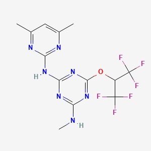 molecular formula C13H13F6N7O B5142309 N-(4,6-dimethyl-2-pyrimidinyl)-N'-methyl-6-[2,2,2-trifluoro-1-(trifluoromethyl)ethoxy]-1,3,5-triazine-2,4-diamine 