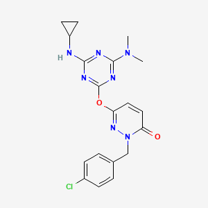 molecular formula C19H20ClN7O2 B5142353 2-(4-chlorobenzyl)-6-{[4-(cyclopropylamino)-6-(dimethylamino)-1,3,5-triazin-2-yl]oxy}-3(2H)-pyridazinone 