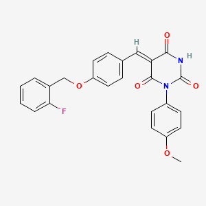molecular formula C25H19FN2O5 B5142367 5-{4-[(2-fluorobenzyl)oxy]benzylidene}-1-(4-methoxyphenyl)-2,4,6(1H,3H,5H)-pyrimidinetrione 