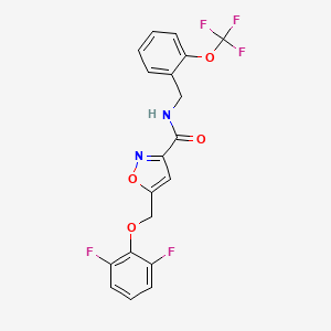 molecular formula C19H13F5N2O4 B5142420 5-[(2,6-difluorophenoxy)methyl]-N-[2-(trifluoromethoxy)benzyl]-3-isoxazolecarboxamide 