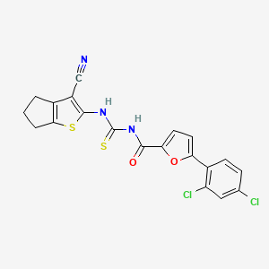 molecular formula C20H13Cl2N3O2S2 B5142425 N-{[(3-cyano-5,6-dihydro-4H-cyclopenta[b]thien-2-yl)amino]carbonothioyl}-5-(2,4-dichlorophenyl)-2-furamide 
