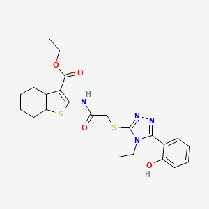 molecular formula C23H26N4O4S2 B5142429 ethyl 2-[({[4-ethyl-5-(2-hydroxyphenyl)-4H-1,2,4-triazol-3-yl]thio}acetyl)amino]-4,5,6,7-tetrahydro-1-benzothiophene-3-carboxylate 