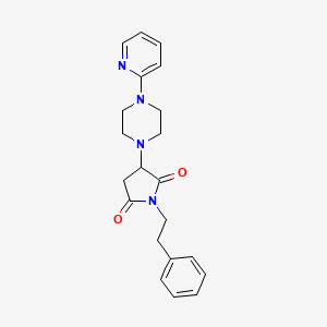 molecular formula C21H24N4O2 B5142436 1-(2-phenylethyl)-3-[4-(2-pyridinyl)-1-piperazinyl]-2,5-pyrrolidinedione 