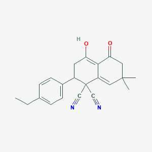 molecular formula C22H22N2O2 B5142493 2-(4-ethylphenyl)-4-hydroxy-7,7-dimethyl-5-oxo-3,5,6,7-tetrahydro-1,1(2H)-naphthalenedicarbonitrile 