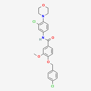 molecular formula C25H24Cl2N2O4 B5142498 4-[(4-chlorobenzyl)oxy]-N-[3-chloro-4-(4-morpholinyl)phenyl]-3-methoxybenzamide 