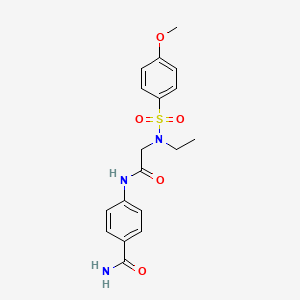 molecular formula C18H21N3O5S B5142538 4-({N-ethyl-N-[(4-methoxyphenyl)sulfonyl]glycyl}amino)benzamide 