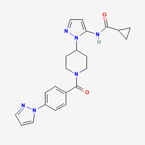 molecular formula C22H24N6O2 B5142547 N-(1-{1-[4-(1H-pyrazol-1-yl)benzoyl]-4-piperidinyl}-1H-pyrazol-5-yl)cyclopropanecarboxamide 