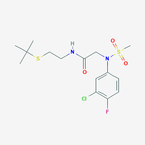 molecular formula C15H22ClFN2O3S2 B5142564 N~1~-[2-(tert-butylthio)ethyl]-N~2~-(3-chloro-4-fluorophenyl)-N~2~-(methylsulfonyl)glycinamide 