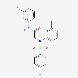 molecular formula C21H18ClFN2O3S B5142585 N~2~-[(4-chlorophenyl)sulfonyl]-N~1~-(3-fluorophenyl)-N~2~-(3-methylphenyl)glycinamide 