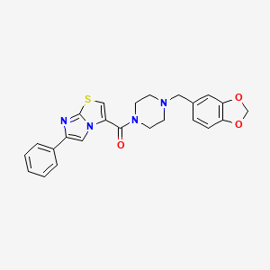 molecular formula C24H22N4O3S B5142619 3-{[4-(1,3-benzodioxol-5-ylmethyl)-1-piperazinyl]carbonyl}-6-phenylimidazo[2,1-b][1,3]thiazole 