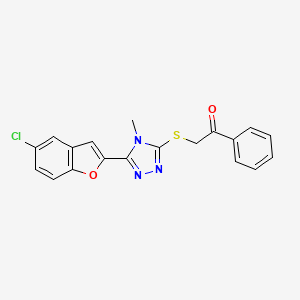 molecular formula C19H14ClN3O2S B5142626 2-{[5-(5-chloro-1-benzofuran-2-yl)-4-methyl-4H-1,2,4-triazol-3-yl]thio}-1-phenylethanone 