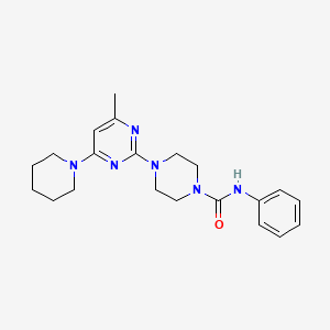 molecular formula C21H28N6O B5142670 4-[4-methyl-6-(1-piperidinyl)-2-pyrimidinyl]-N-phenyl-1-piperazinecarboxamide 