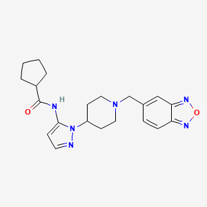 molecular formula C21H26N6O2 B5142679 N-{1-[1-(2,1,3-benzoxadiazol-5-ylmethyl)-4-piperidinyl]-1H-pyrazol-5-yl}cyclopentanecarboxamide 