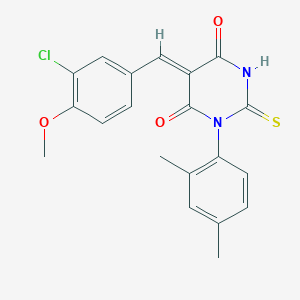 molecular formula C20H17ClN2O3S B5142692 5-(3-chloro-4-methoxybenzylidene)-1-(2,4-dimethylphenyl)-2-thioxodihydro-4,6(1H,5H)-pyrimidinedione 