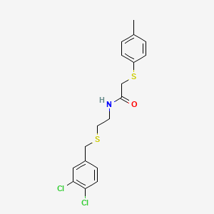molecular formula C18H19Cl2NOS2 B5142700 N-{2-[(3,4-dichlorobenzyl)thio]ethyl}-2-[(4-methylphenyl)thio]acetamide 