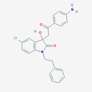 molecular formula C24H21ClN2O3 B514273 3-[2-(4-aminophenyl)-2-oxoethyl]-5-chloro-3-hydroxy-1-(2-phenylethyl)-1,3-dihydro-2H-indol-2-one CAS No. 690225-14-0