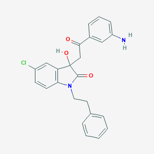 molecular formula C24H21ClN2O3 B514274 3-[2-(3-aminophenyl)-2-oxoethyl]-5-chloro-3-hydroxy-1-(2-phenylethyl)-1,3-dihydro-2H-indol-2-one CAS No. 690225-15-1