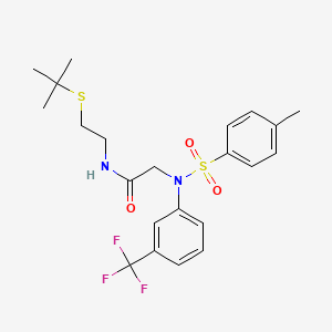 molecular formula C22H27F3N2O3S2 B5142759 N~1~-[2-(tert-butylthio)ethyl]-N~2~-[(4-methylphenyl)sulfonyl]-N~2~-[3-(trifluoromethyl)phenyl]glycinamide 