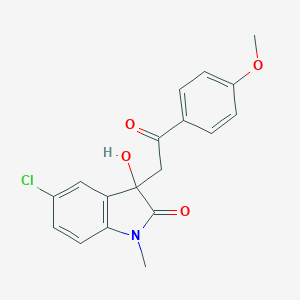 molecular formula C18H16ClNO4 B514276 5-chloro-3-hydroxy-3-[2-(4-methoxyphenyl)-2-oxoethyl]-1-methyl-1,3-dihydro-2H-indol-2-one CAS No. 690227-14-6