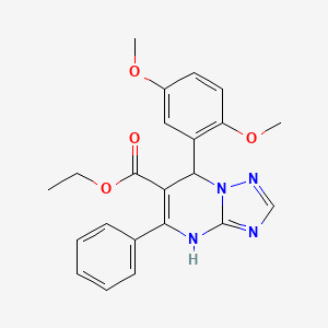 molecular formula C22H22N4O4 B5142799 ethyl 7-(2,5-dimethoxyphenyl)-5-phenyl-4,7-dihydro[1,2,4]triazolo[1,5-a]pyrimidine-6-carboxylate 