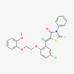 molecular formula C25H20ClNO4S2 B5142858 5-{5-chloro-2-[2-(2-methoxyphenoxy)ethoxy]benzylidene}-3-phenyl-2-thioxo-1,3-thiazolidin-4-one 