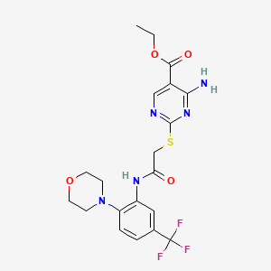 molecular formula C20H22F3N5O4S B5142875 ethyl 4-amino-2-[(2-{[2-(4-morpholinyl)-5-(trifluoromethyl)phenyl]amino}-2-oxoethyl)thio]-5-pyrimidinecarboxylate 
