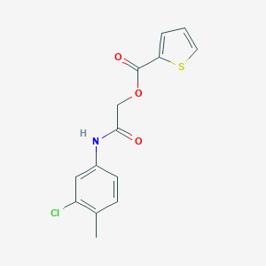 molecular formula C14H12ClNO3S B514288 [(3-Chloro-4-methylphenyl)carbamoyl]methyl thiophene-2-carboxylate CAS No. 391263-77-7
